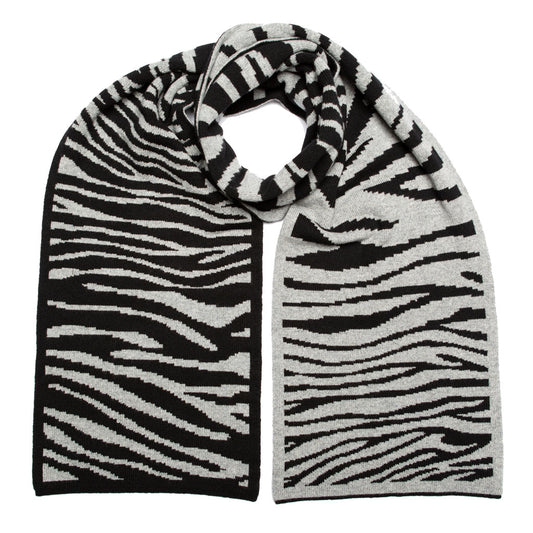ZEBRA BLANKET SCARF SILVER BLACK - GREEN THOMAS