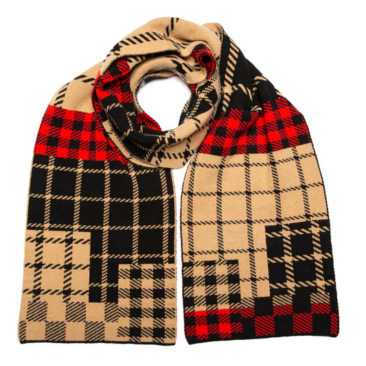 CHECK PATCH BLANKET CAMEL POPPY - GREEN THOMAS