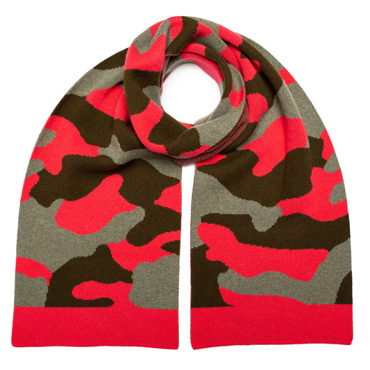 CAMO BLANKET SCARF KHAKI CORAL - GREEN THOMAS