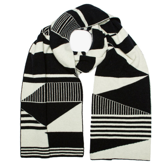 SEMAPHORE BLANKET SCARF BLACK WHITE - GREEN THOMAS