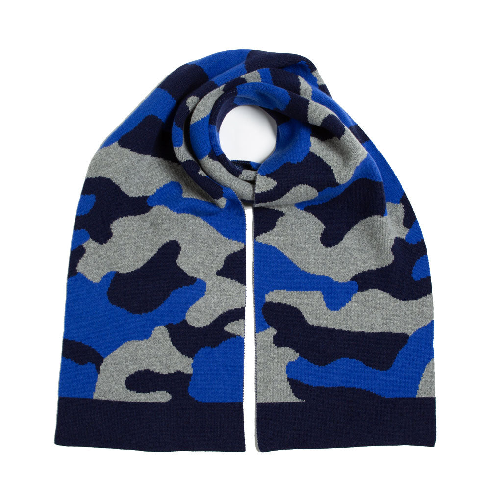 CAMO BLANKET SCARF BLUE MIX - GREEN THOMAS