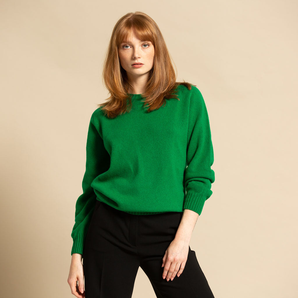 CREW NECK JUMPER JUNGLE GREEN - GREEN THOMAS
