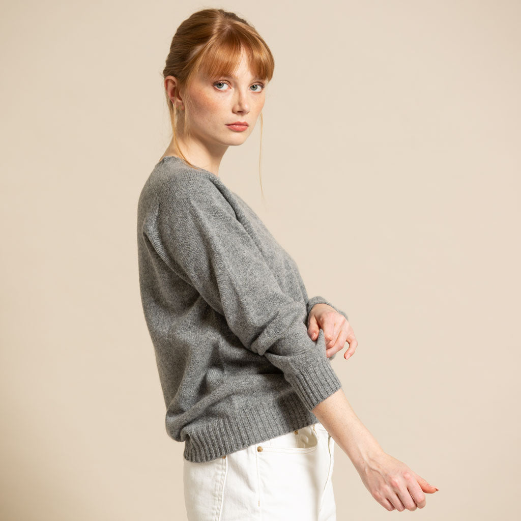 CREW NECK JUMPER SILVER GREY - GREEN THOMAS