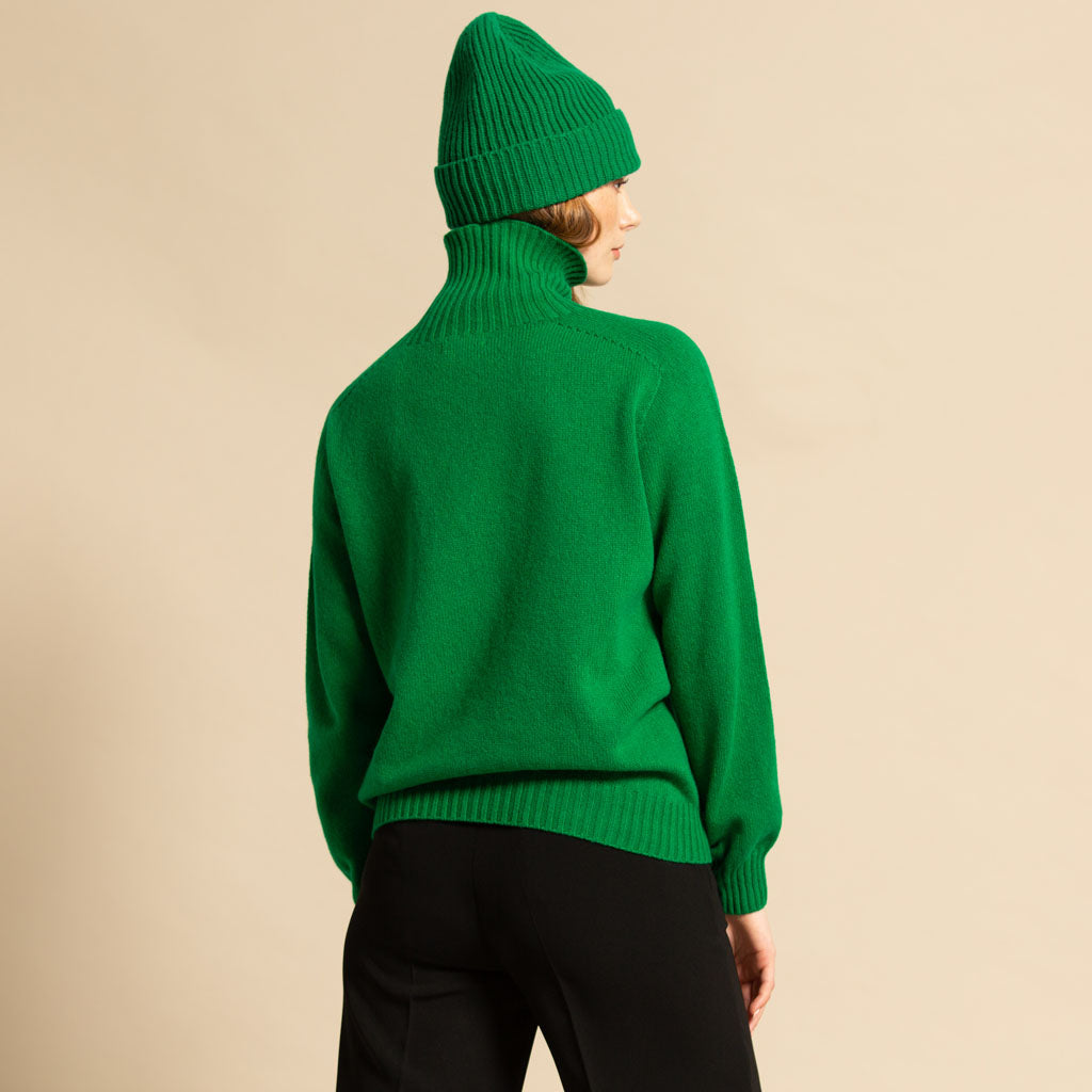 ROLL NECK JUMPER JUNGLE GREEN - GREEN THOMAS