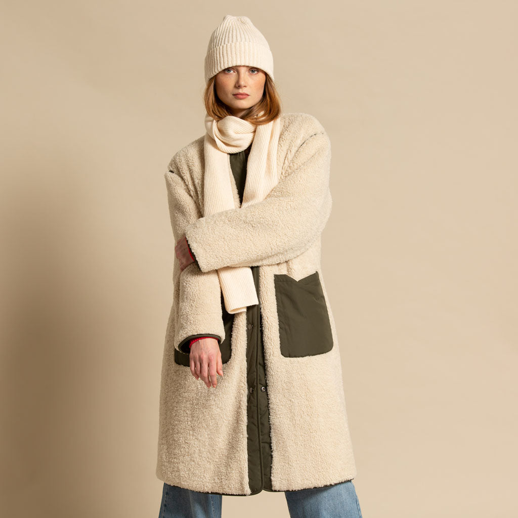 RIBBED SCARF WINTER WHITE - GREEN THOMAS