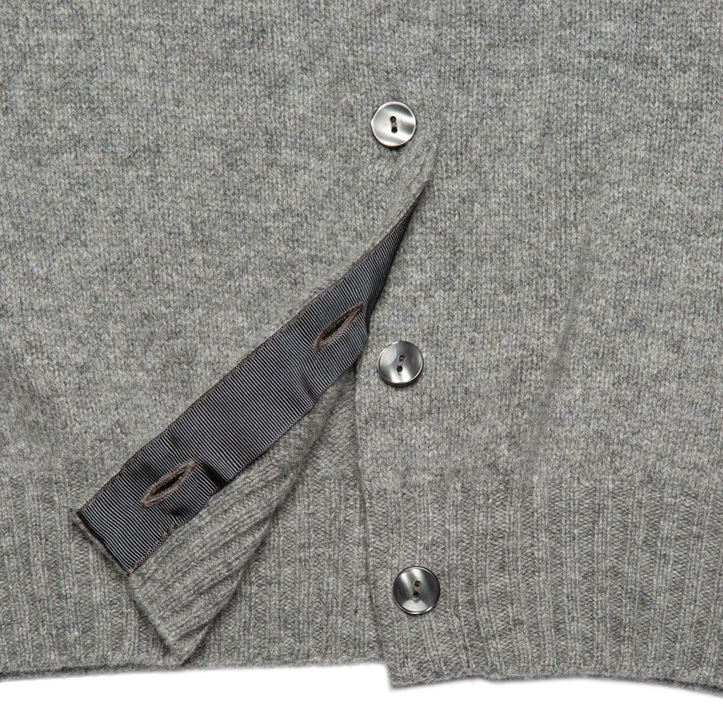 CREW NECK CARDIGAN SILVER GREY - GREEN THOMAS