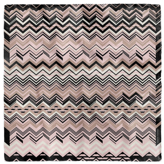 ZIG A ZAG BLACK OYSTER SILK SCARF - GREEN THOMAS