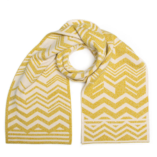 CHEVRON BLANKET SCARF GOLD MARL - GREEN THOMAS