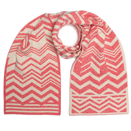 CHEVRON BLANKET SCARF PINK MARL - GREEN THOMAS