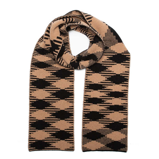 ARGYLE SCARF CAMEL BLACK - GREEN THOMAS