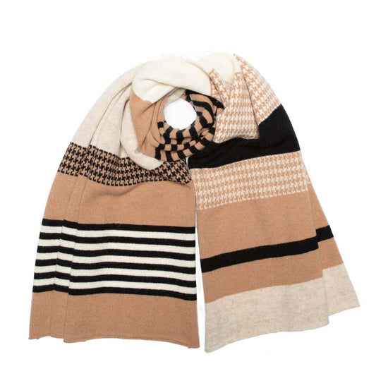 HOUNDSTOOTH SHAWL CAMEL MIX - GREEN THOMAS