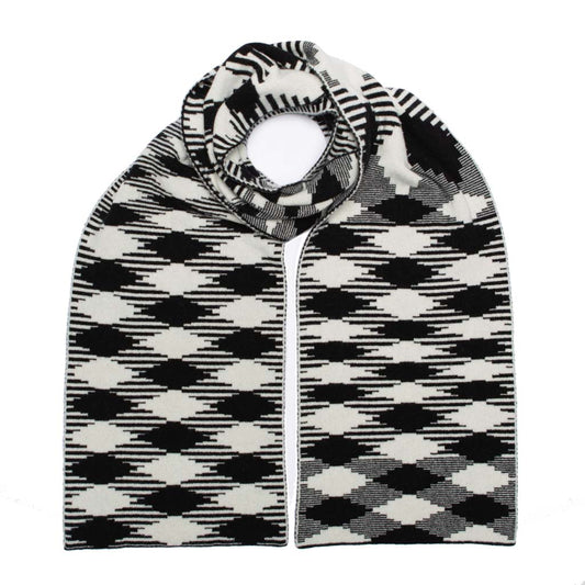 ARGYLE BLANKET SCARF BLACK WHITE - GREEN THOMAS