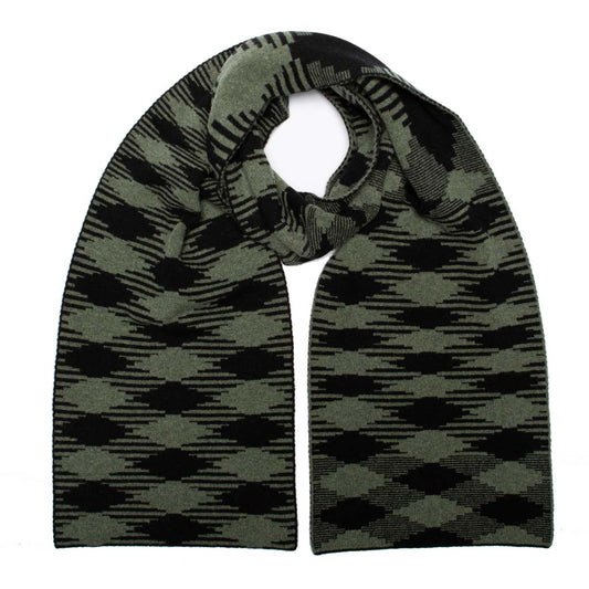 ARGYLE BLANKET SCARF KHAKI BLACK - GREEN THOMAS