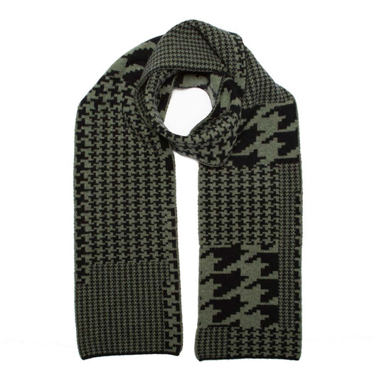 HOUNDSTOOTH SCARF KHAKI BLACK - GREEN THOMAS