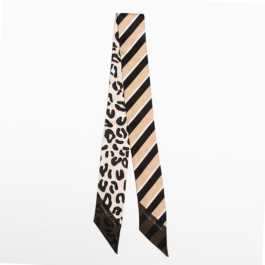 BIG CAT SILK RIBBON SCARF BLACK OYSTER - GREEN THOMAS