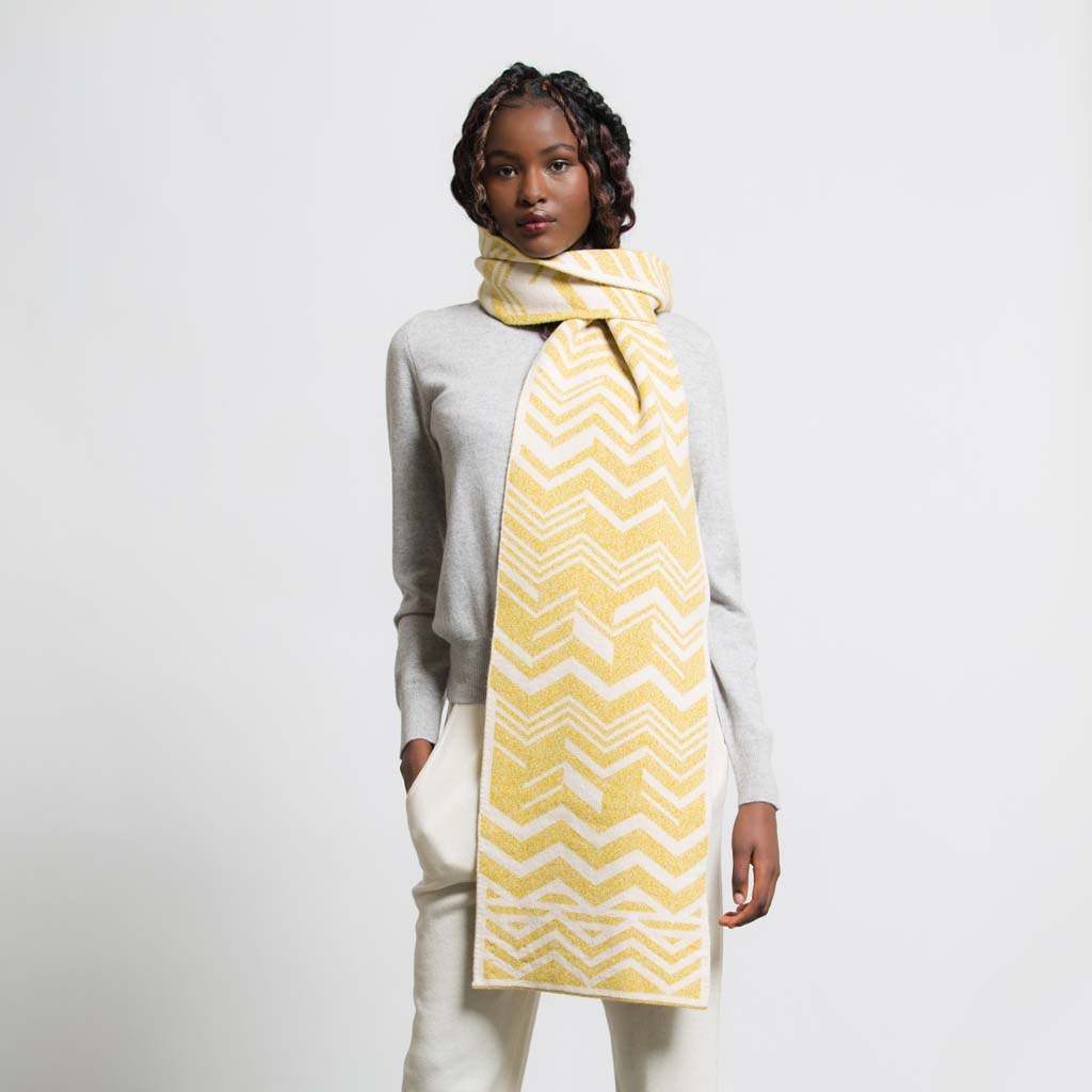 CHEVRON BLANKET SCARF GOLD MARL - GREEN THOMAS