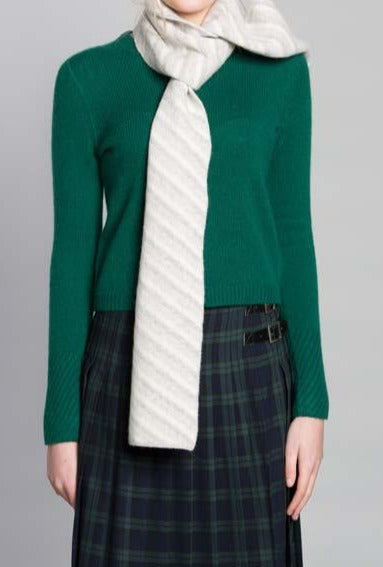DIAGONAL SCARF SILVER WHITE - GREEN THOMAS