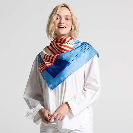 FLASH BLUE SILK SQUARE SCARF - GREEN THOMAS