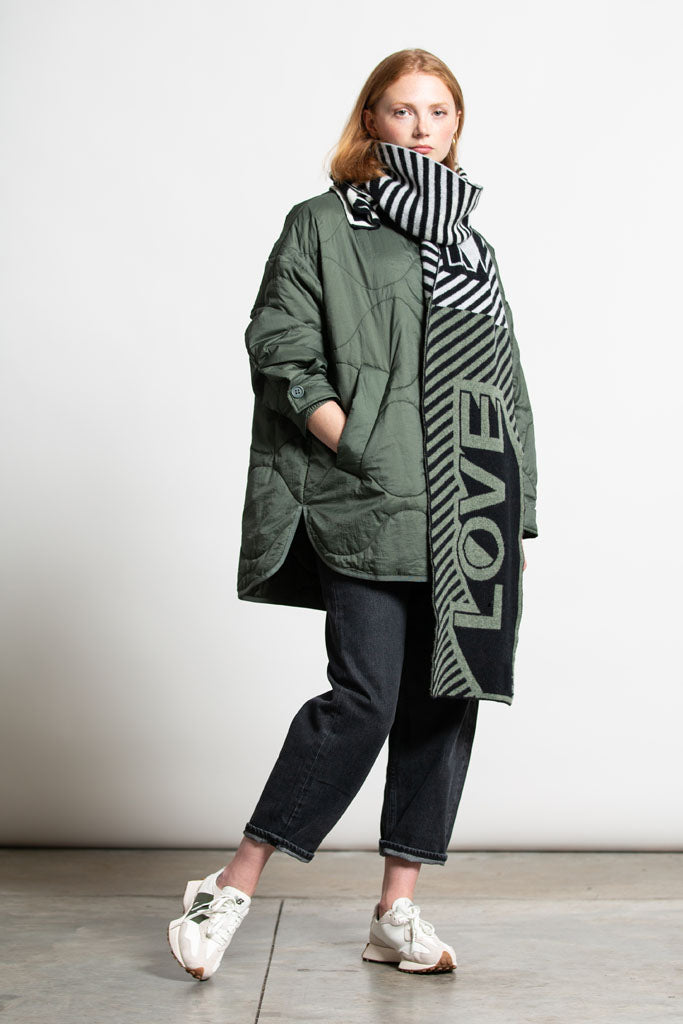 LOVE BLANKET SCARF MONO MIX - GREEN THOMAS