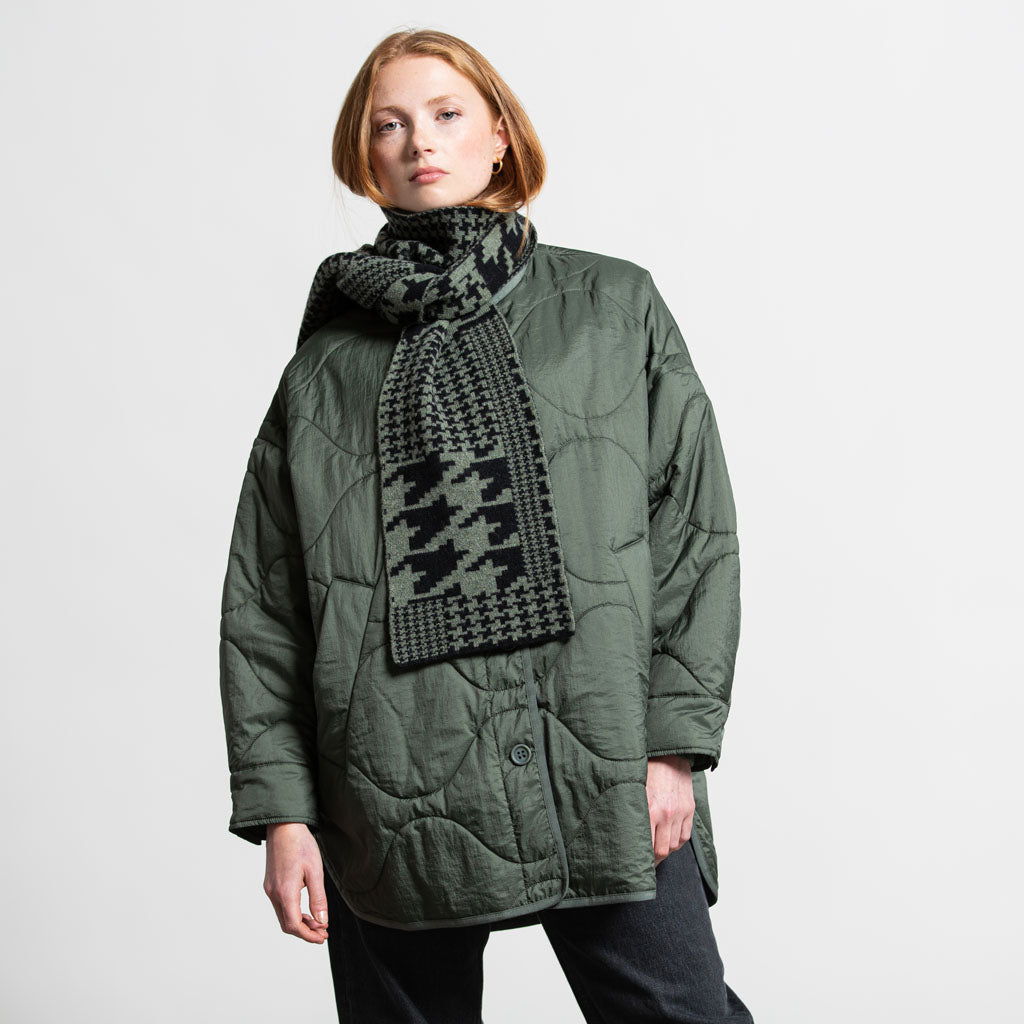 HOUNDSTOOTH SCARF KHAKI BLACK - GREEN THOMAS