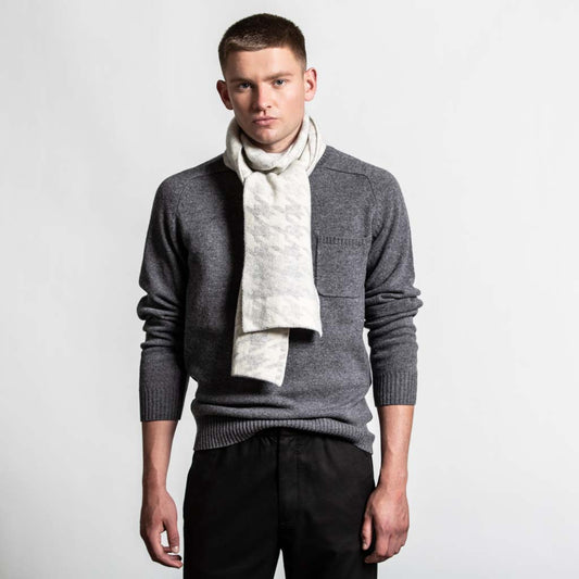 HOUNDSTOOTH SCARF SILVER WHITE - GREEN THOMAS