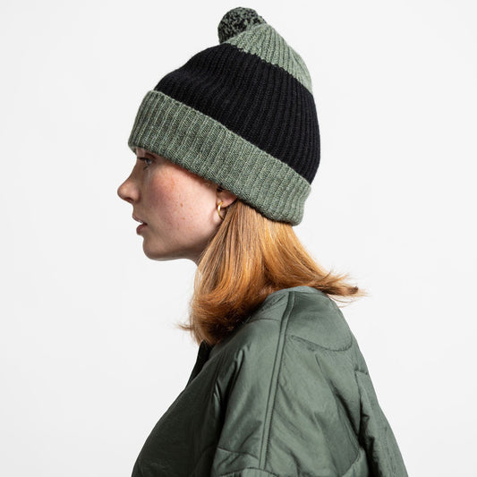 POM HAT KHAKI BLACK - GREEN THOMAS