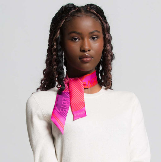 LOVE SILK RIBBON SCARF PINK - GREEN THOMAS